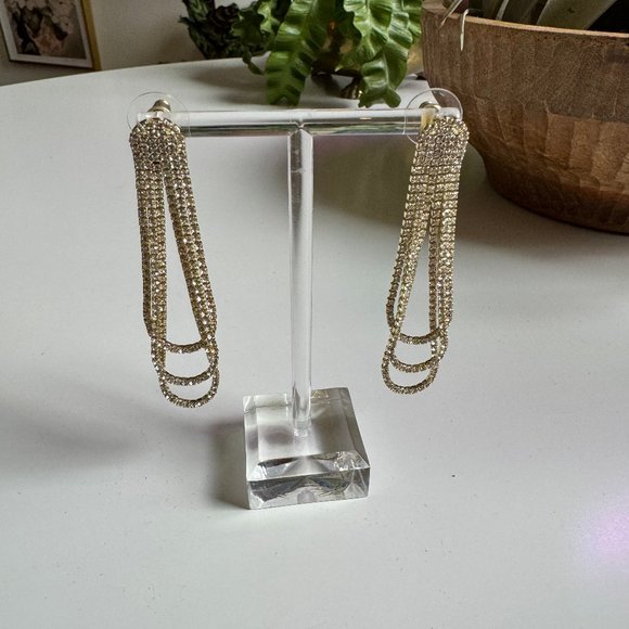 Rhinestone Loop Earrings - Picture 3 of 6